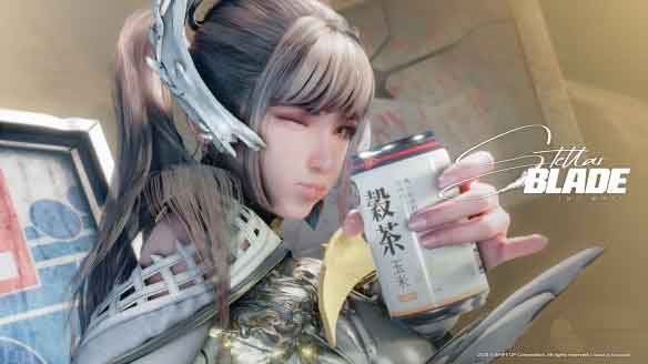 《剑星》官方4K壁纸：伊芙手拿饮料十分调皮