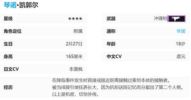 尘白禁区琴诺凯郭尔立绘图鉴，琴诺角色介绍